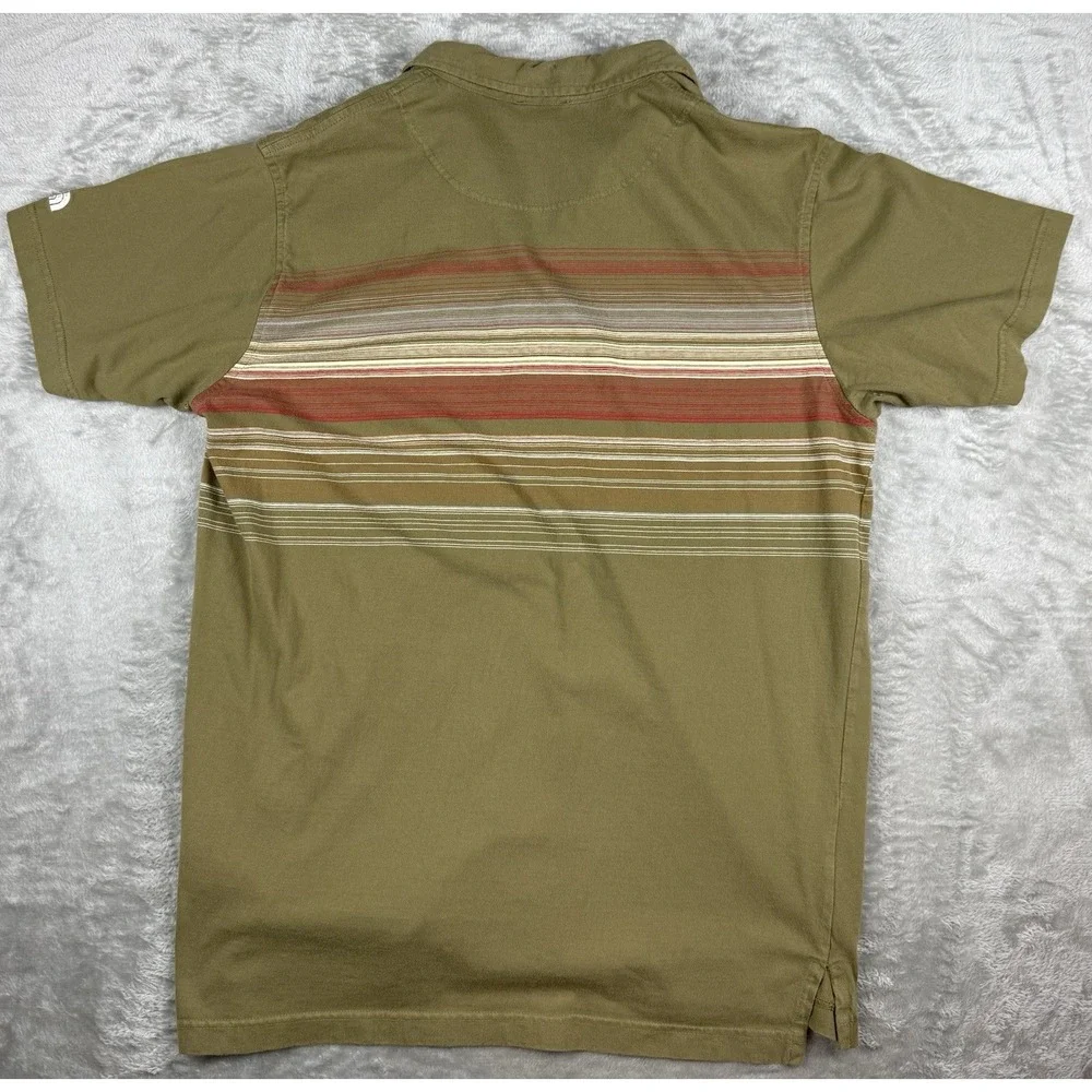 The North Face Polo Shirt Mens XL Green Striped Short Sleeve Cotton Casual